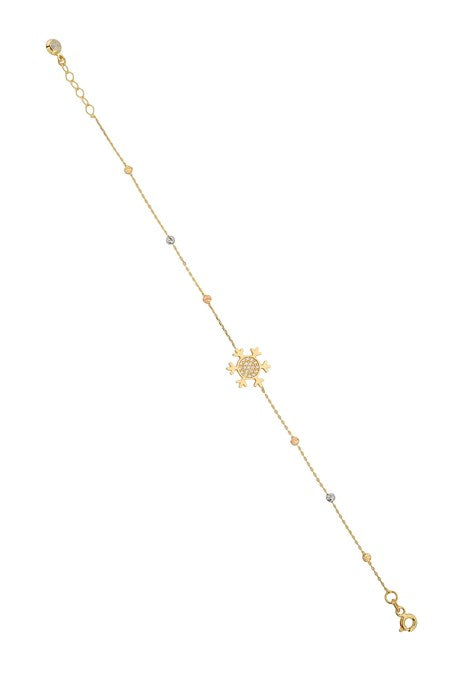 Solid Gold Dorica Beaded Snowflake Bracelet | 14K (585) | 1.67 gr