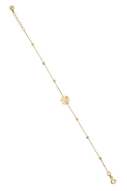 Solid Gold Dorica Beaded Snowflake Bracelet | 14K (585) | 1.56 gr