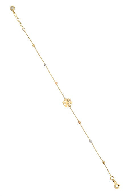 Bracelet flocon de neige perlé Dorica en or massif | 14K (585) | 1,56 g