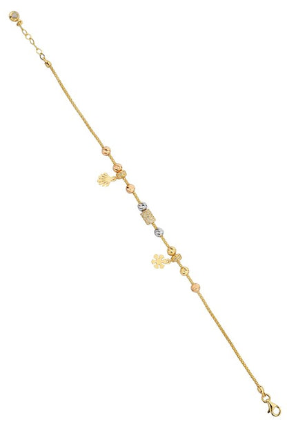 Solid Gold Dorica Beaded Snowflake Bracelet | 14K (585) | 3.96 gr