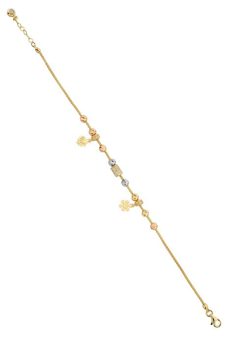Bracelet flocon de neige perlé Dorica en or massif | 14K (585) | 3,96 grammes