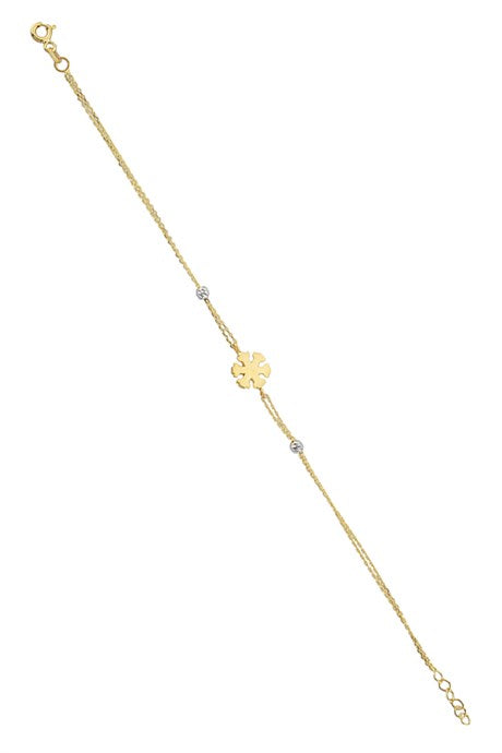 Pulsera de copo de nieve con cuentas Dorica de oro macizo | 14K (585) | 1,78 gramos