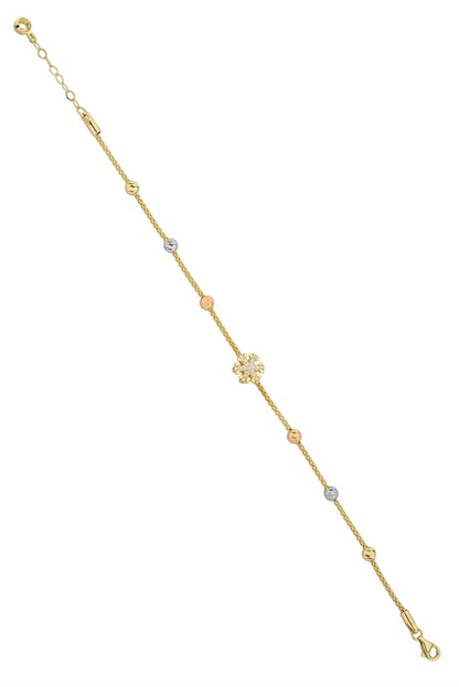 Solid Gold Dorica Beaded Snowflake Bracelet | 14K (585) | 3.68 gr