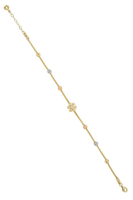 Bracelet flocon de neige perlé Dorica en or massif | 14K (585) | 3,68 grammes
