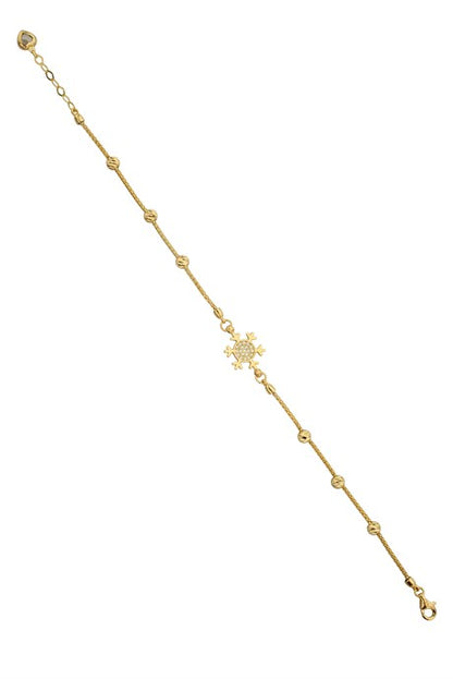 Solid Gold Dorica Beaded Snowflake Bracelet | 14K (585) | 3.30 gr