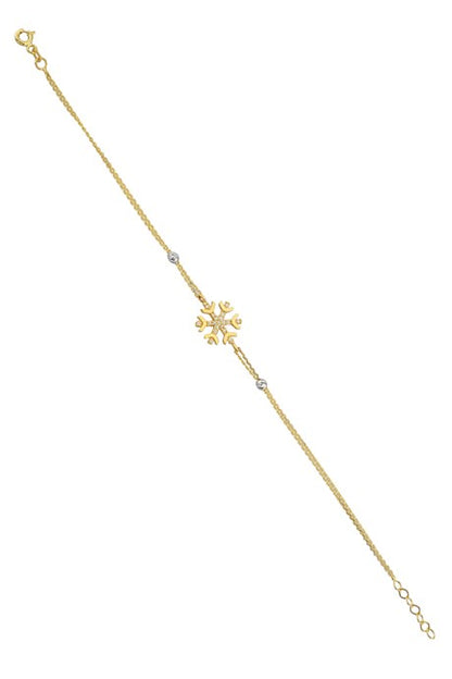 Pulsera de copo de nieve con cuentas Dorica de oro macizo | 14K (585) | 1,93 gramos