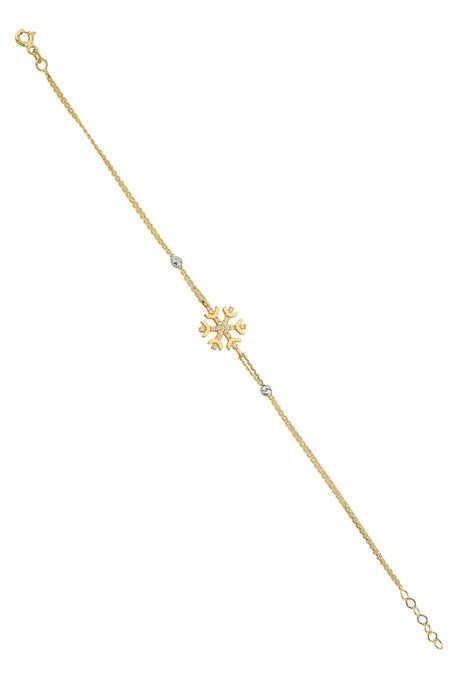 Solid Gold Dorica Beaded Snowflake Bracelet | 14K (585) | 1.93 gr