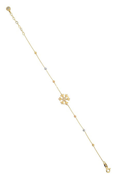Solid Gold Dorica Beaded Snowflake Bracelet | 14K (585) | 2.03 gr