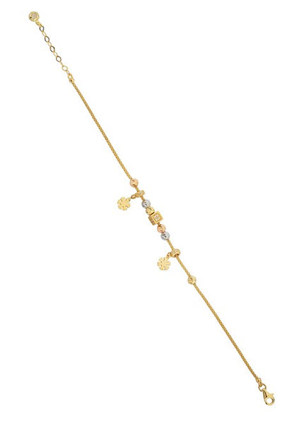 Pulsera de copo de nieve con cuentas Dorica de oro macizo | 14K (585) | 4,45 gramos