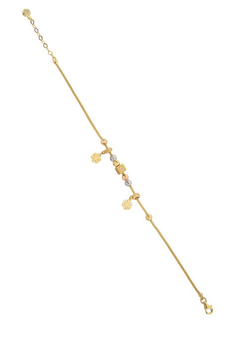 Solid Gold Dorica Beaded Snowflake Bracelet | 14K (585) | 4.45 gr