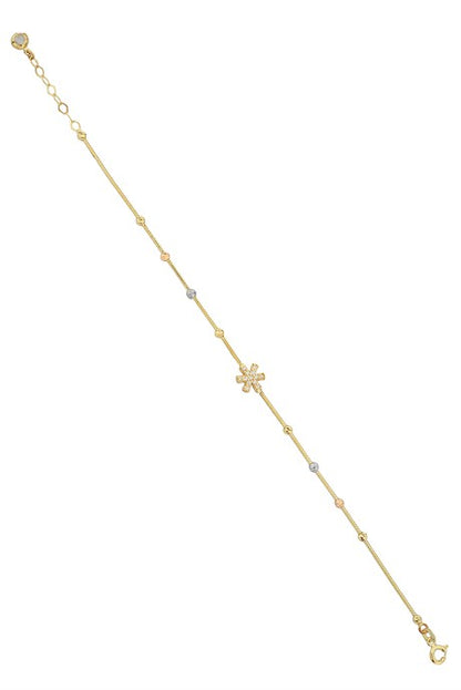 Bracelet flocon de neige perlé Dorica en or massif | 14K (585) | 2,11 grammes