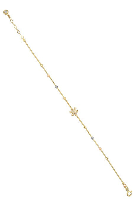 Bracelet flocon de neige perlé Dorica en or massif | 14K (585) | 2,11 grammes