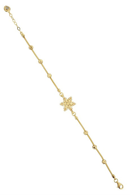 Bracelet flocon de neige perlé Dorica en or massif | 14K (585) | 3,45 grammes