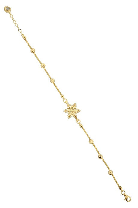 Pulsera de copo de nieve con cuentas Dorica de oro macizo | 14K (585) | 3,45 gramos