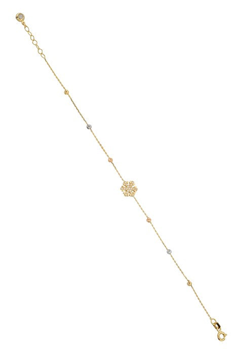 Solid Gold Dorica Beaded Snowflake Bracelet | 14K (585) | 1.54 gr