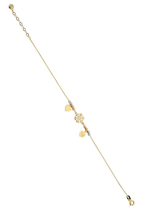 Bracelet flocon de neige perlé Dorica en or massif | 14K (585) | 2,04 grammes