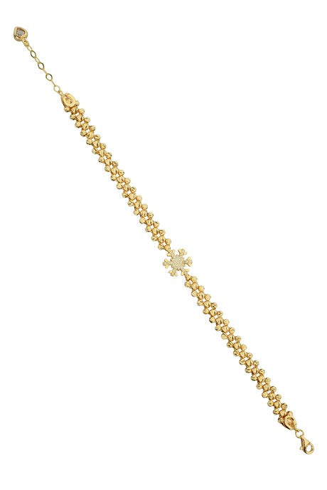 Solid Gold Dorica Beaded Snowflake Bracelet | 14K (585) | 6.70 gr