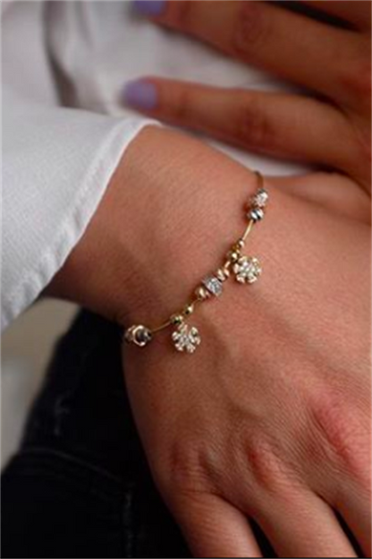 Solid Gold Dorica Beaded Snowflake Bracelet | 14K (585) | 4.47 gr