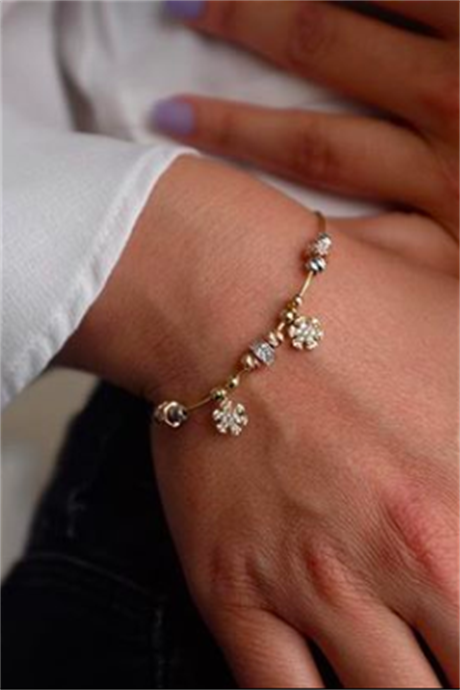 Bracelet flocon de neige perlé Dorica en or massif | 14K (585) | 4,47 grammes
