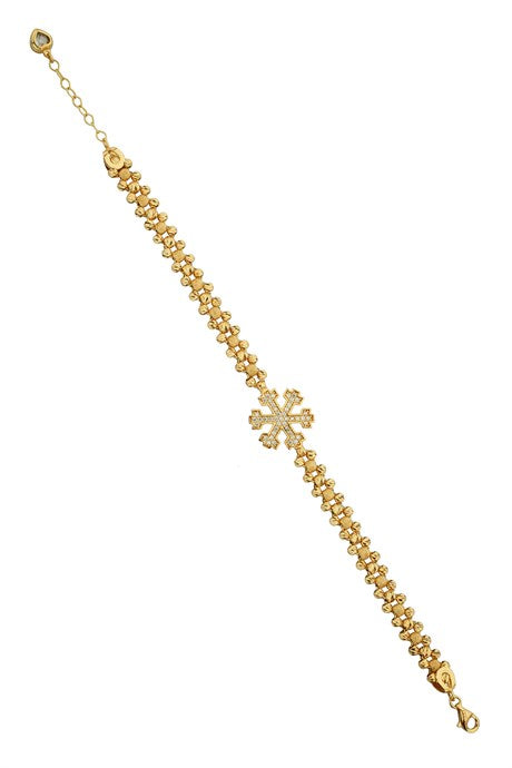 Solid Gold Dorica Beaded Snowflake Bracelet | 14K (585) | 7.34 gr