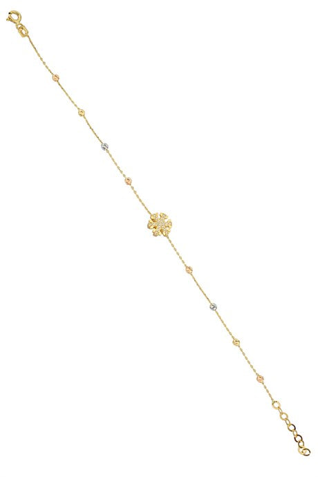 Bracelet flocon de neige perlé Dorica en or massif | 14K (585) | 1,81 g