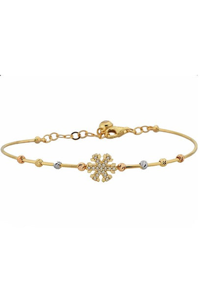 Pulsera de copo de nieve con cuentas Dorica de oro macizo | 14K (585) | 3,37 gramos