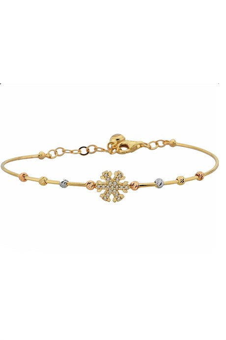 Solid Gold Dorica Beaded Snowflake Bracelet | 14K (585) | 3.37 gr