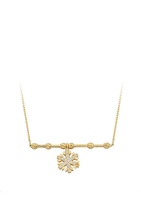 Solid Gold Dorica Beaded Snowflake Necklace | 14K (585) | 2.05 gr