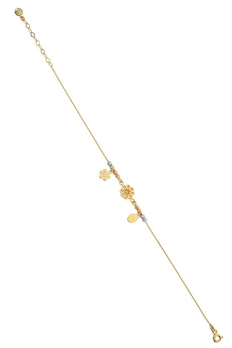 Solid Gold Dorica Beaded Snowflake And Drop Bracelet | 14K (585) | 2.26 gr