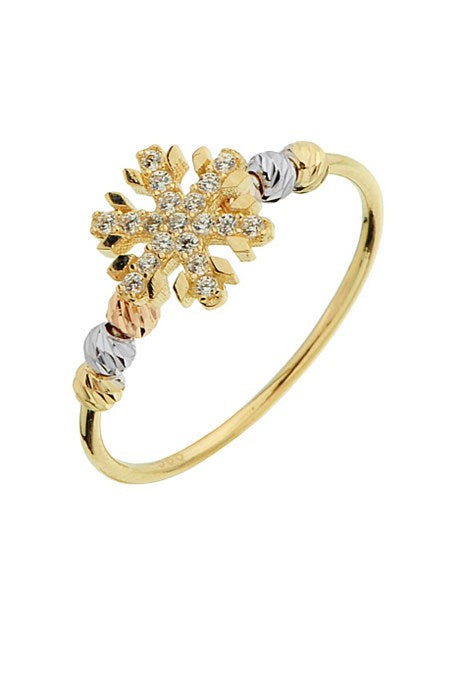 Solid Gold Dorica Beaded Snowflake Ring | 14K (585) | 1.32 gr