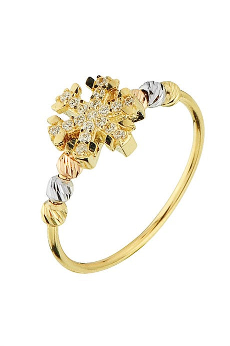 Solid Gold Dorica Beaded Snowflake Ring | 14K (585) | 1.65 gr