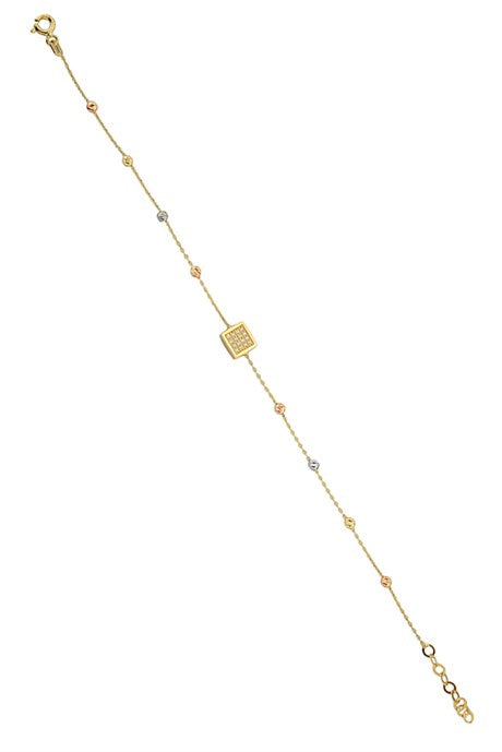 Pulsera cuadrada con cuentas Dorica de oro macizo | 14K (585) | 1,40 gramos