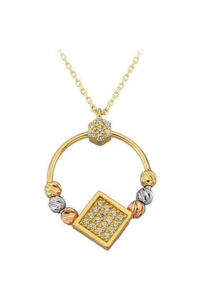 Solid Gold Dorica Beaded Square Necklace | 14K (585) | 2.25 gr