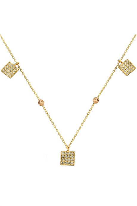 Solid Gold Dorica Beaded Square Necklace | 14K (585) | 1.94 gr