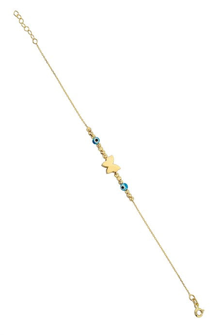 Solid Gold Dorica Beaded Butterfly Bracelet | 14K (585) | 1.96 gr