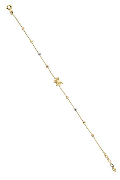 Solid Gold Dorica Beaded Butterfly Bracelet | 14K (585) | 1.44 gr