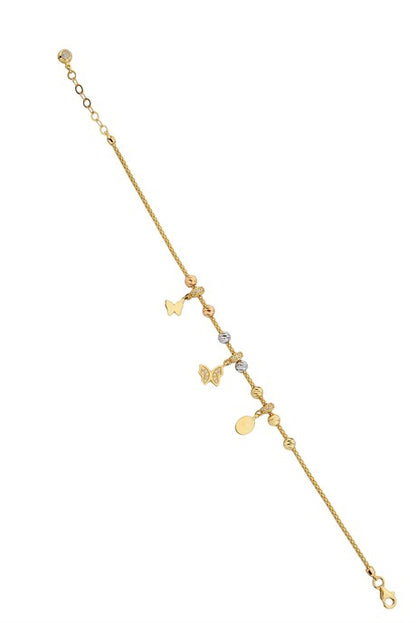 Solid Gold Dorica Beaded Butterfly Bracelet | 14K (585) | 4.88 gr