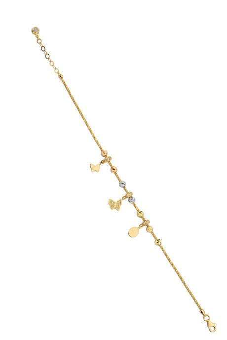 Pulsera de mariposa con cuentas Dorica en oro macizo | 14K (585) | 4,88 gramos