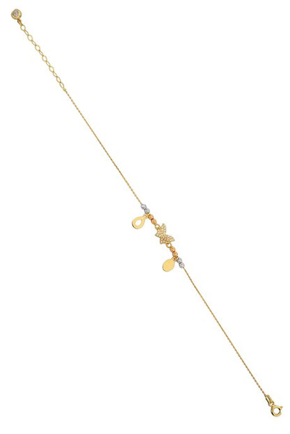 Solid Gold Dorica Beaded Butterfly Bracelet | 14K (585) | 1.92 gr