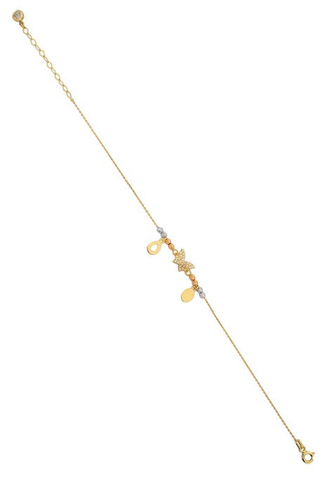 Bracelet papillon perlé Dorica en or massif | 14K (585) | 1,92 g