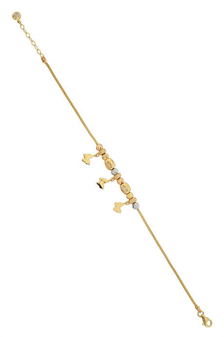 Solid Gold Dorica Beaded Butterfly Bracelet | 14K (585) | 6.04 gr