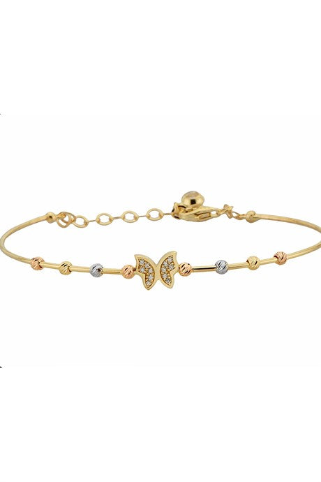 Pulsera de mariposa con cuentas Dorica en oro macizo | 14K (585) | 3,02 gramos