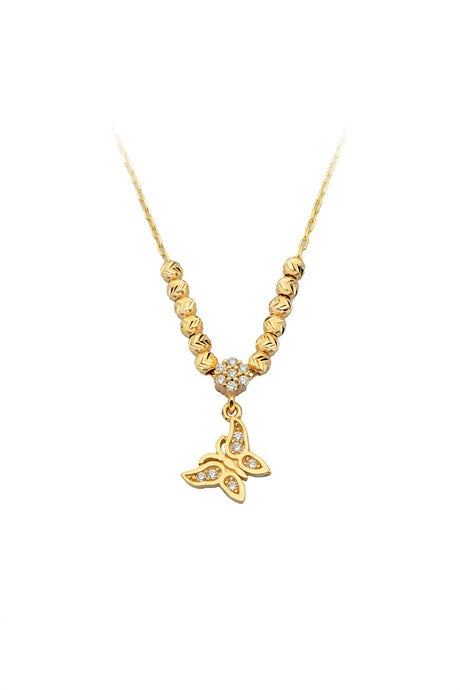 Collier papillon perlé Dorica en or massif | 14K (585) | 2,20 gr