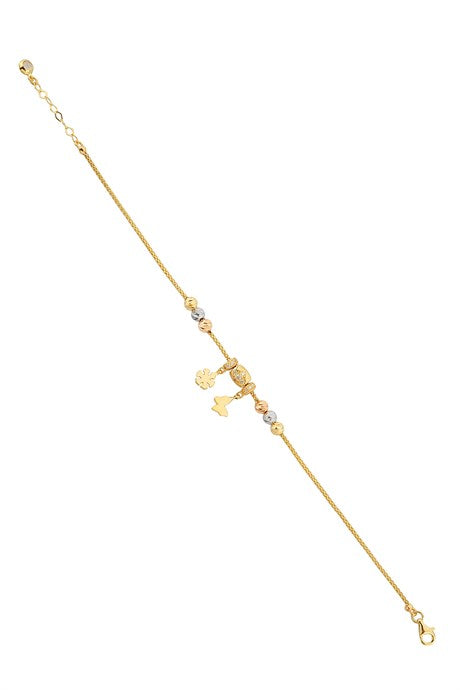 Solid Gold Dorica Beaded Butterfly And Snowflake Bracelet | 14K (585) | 4.50 gr