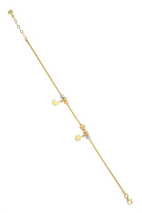 Bracelet papillon et flocon de neige en perles Dorica en or massif | 14K (585) | 3,93 grammes
