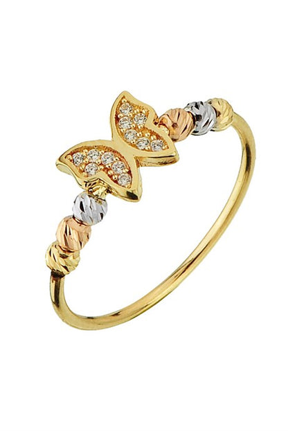 Solid Gold Dorica Beaded Butterfly Ring | 14K (585) | 1.27 gr