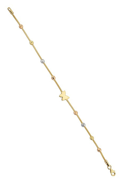 Pulsera de mariposa con cuentas Dorica en oro macizo | 14K (585) | 3,50 gramos