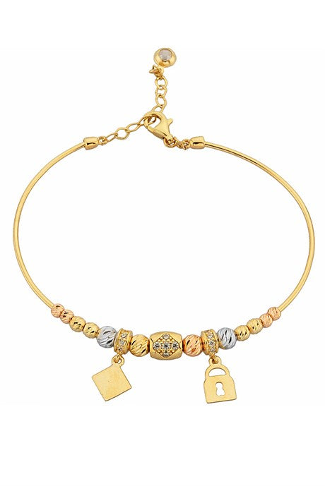 Solid Gold Dorica Beaded Charm Bracelet | 14K (585) | 5.15 gr