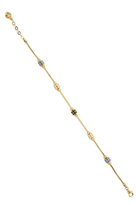 Solid Gold Dorica Beaded Enamel Bracelet | 14K (585) | 5.03 gr