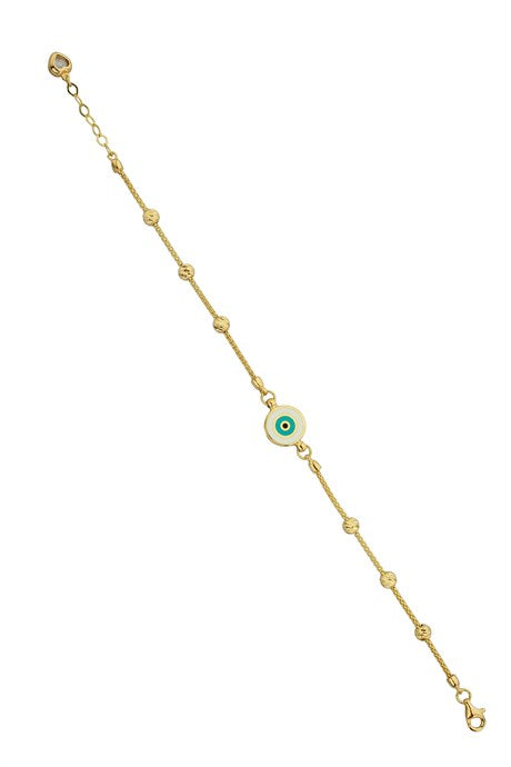 Solid Gold Dorica Beaded Enamel Eye Bracelet | 14K (585) | 3.42 gr